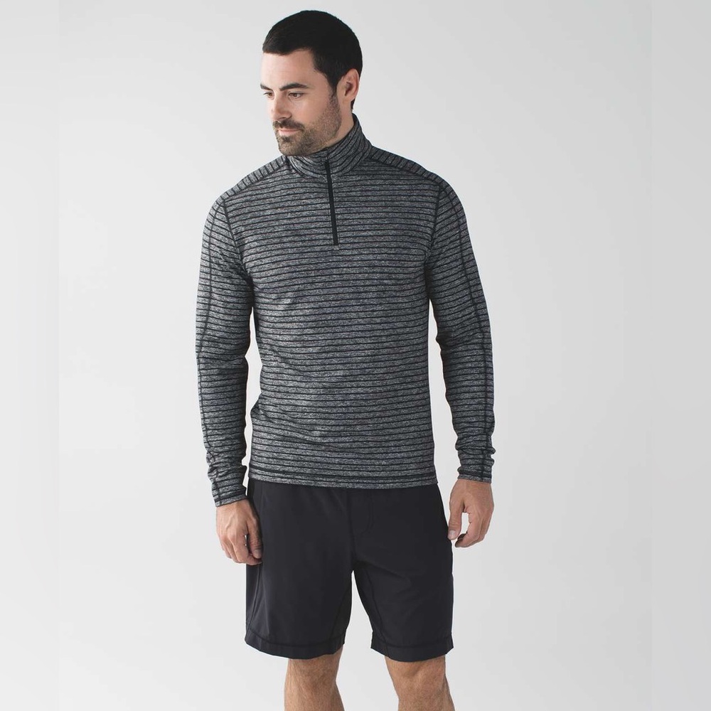 Lululemon Grey & Black Heather Surge Warm 1/2 Zip Size Large